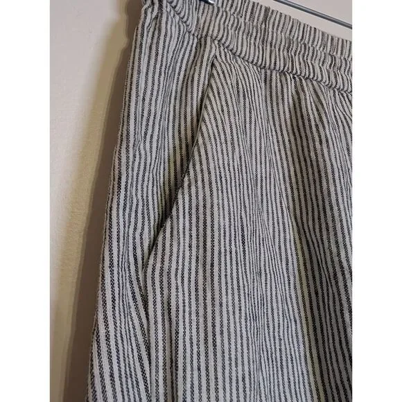 J. Crew Navy Striped Linen-Cotton Blend Drawstring Pants Size 12 Summer Vacation - Picture 6 of 8